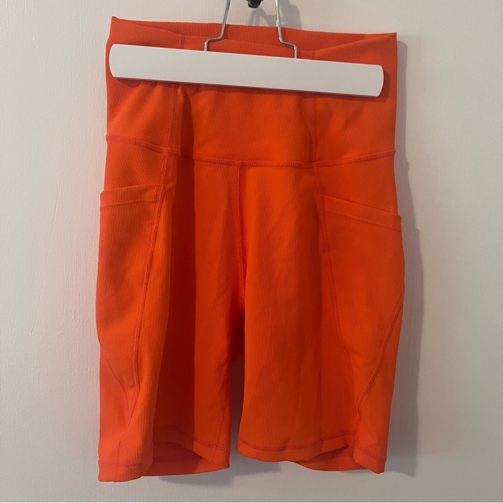 Wilo the Label Orange Ribbed Bike Shorts Compression Pockets Aussie Small